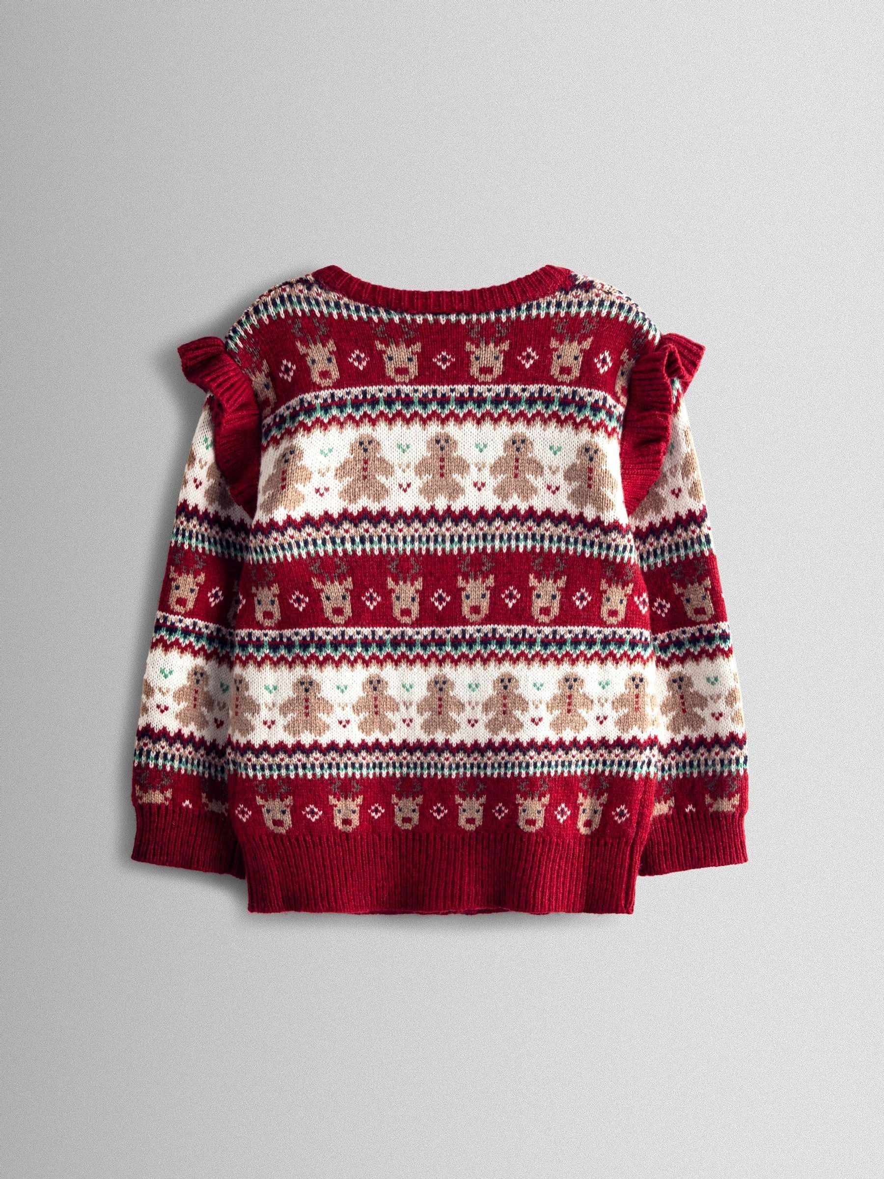 JoJo Maman Bébé Kerstmis rucheschouder fairisle Vest
