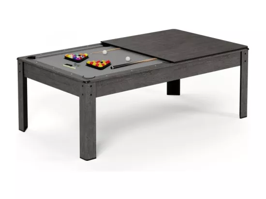 Billard Américain convertible table 8places KITBILL 7Ft - 226,5 x 126,5 x 80 cm Plateau dînatoire et accessoires inclus - Gris
