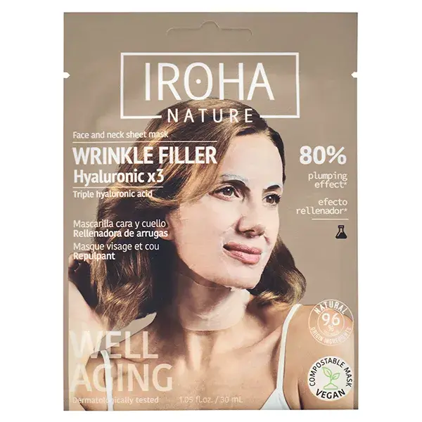 Iroha Nature Masque Visage & Cou Tissu Combleur de Rides & Anti-Âge