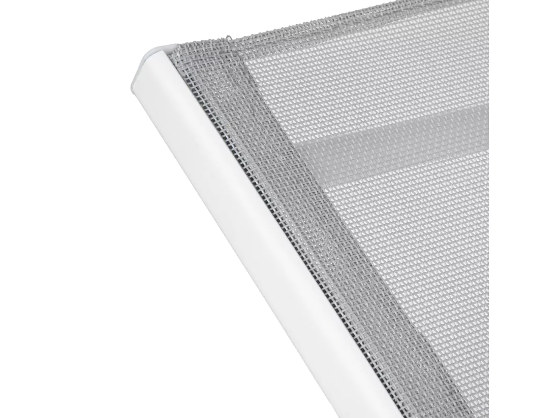 Lot de 2 bains de soleil pliants SICILIA en textilène gris - structure blanche - HAPPY GARDEN
