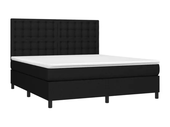 Sommier tapissier avec matelas et LED Noir 160x200 cm Tissu