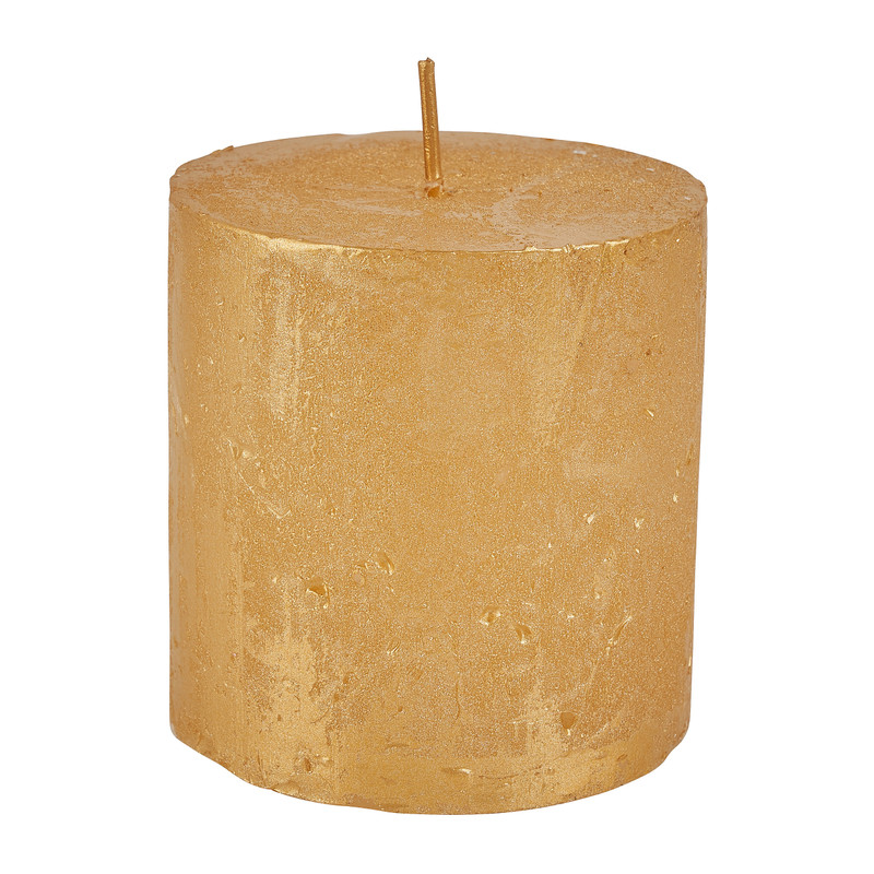 Kaars rustiek - goud - ø7x7 cm