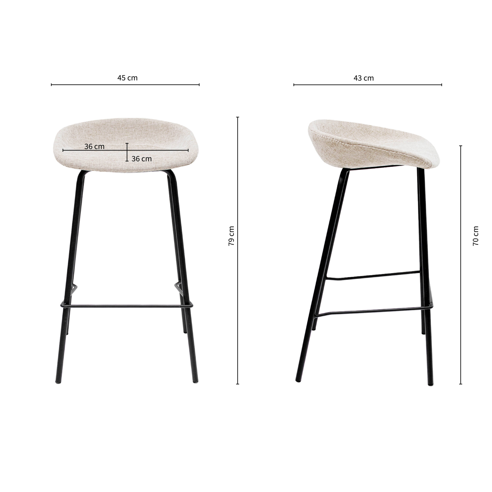 Kick barkruk Riga H70 cm champagne