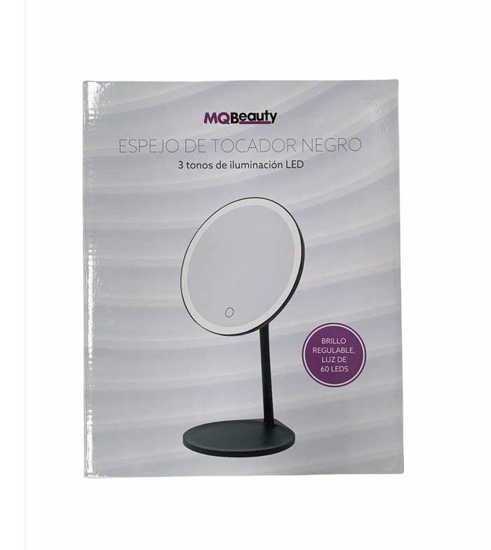 MQBeauty - Espelho de toucador preto recarregável com iluminação LED regulável