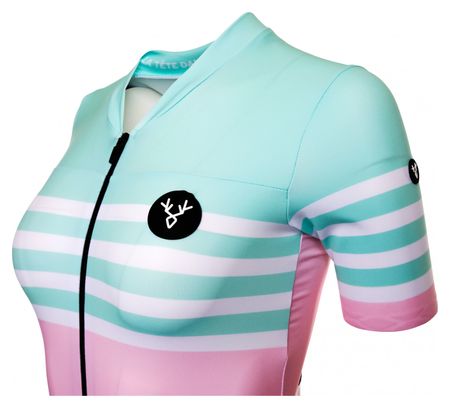 Maillot Manches Courtes Femme LeBram Tourmalet Rose Coupe Ajustée