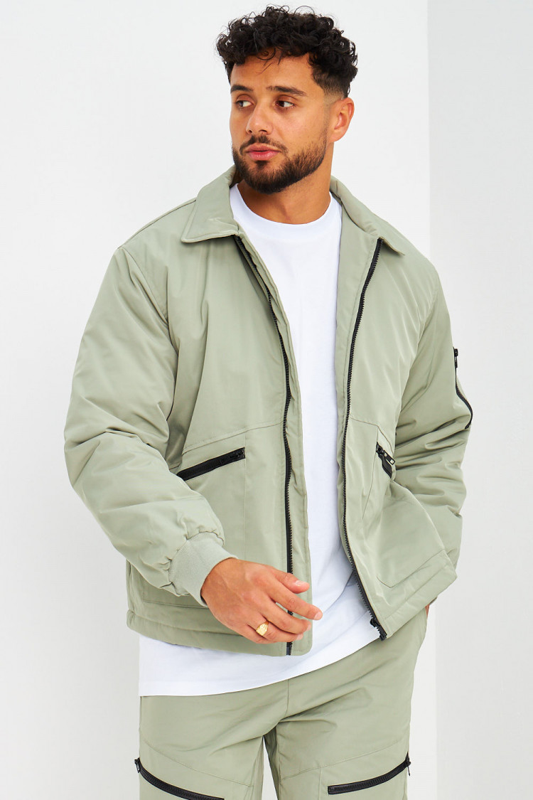 Blouson kaki à poches zippées