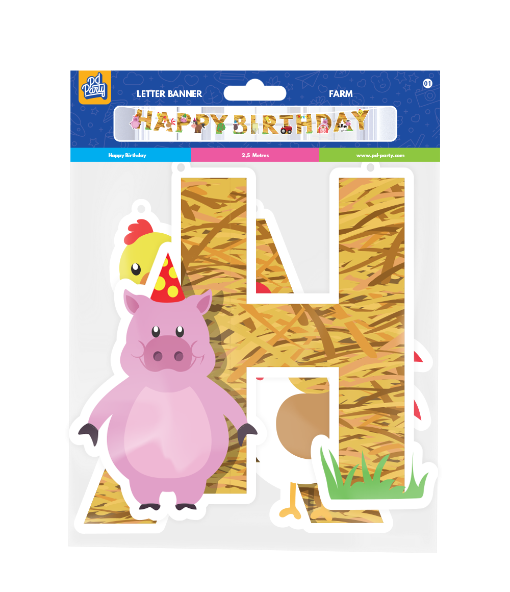 Boerderij Letterslinger Happy Birthday 2,5m
