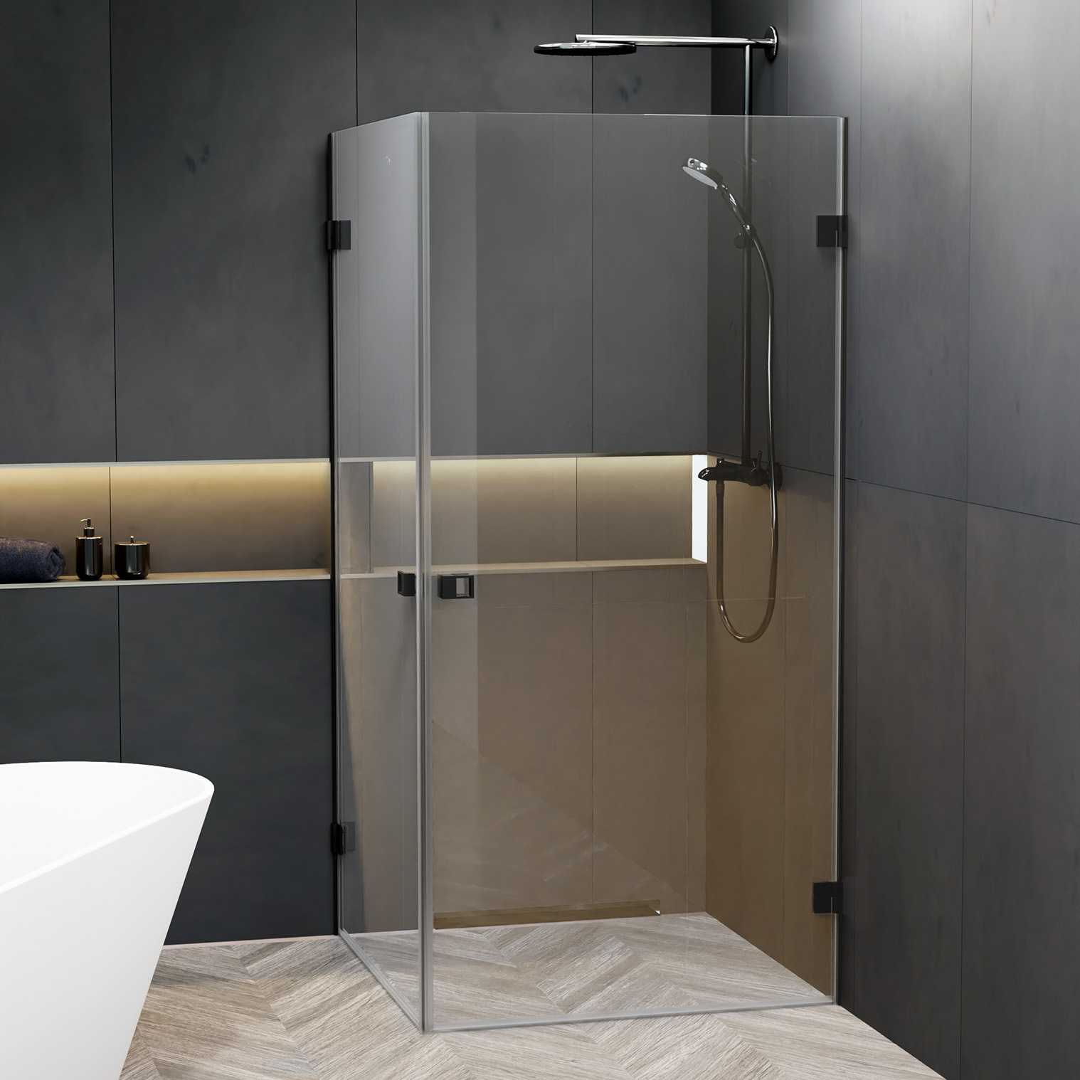 Riho Scandic X309 kwartronde douchecabine 90x90cm zwart mat