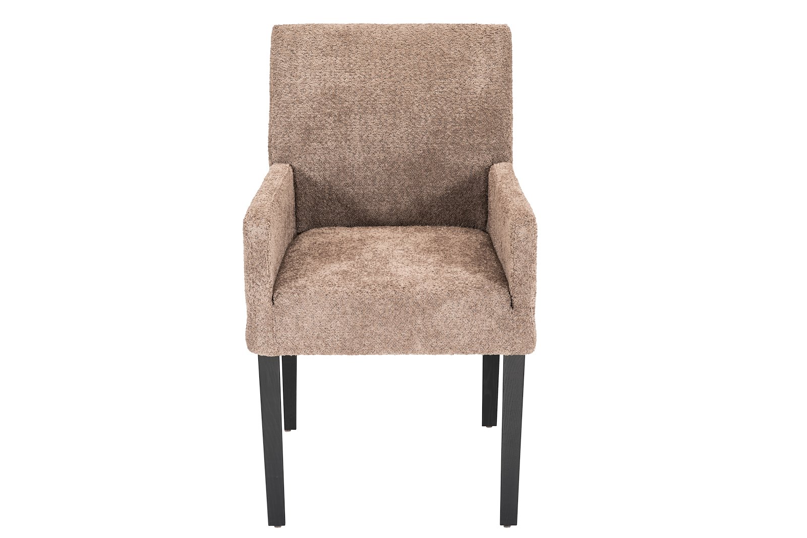 Rigel spisestol med arm Tekstil Teddy 3613 Light Brown med ben DL10/E018 Black sky
