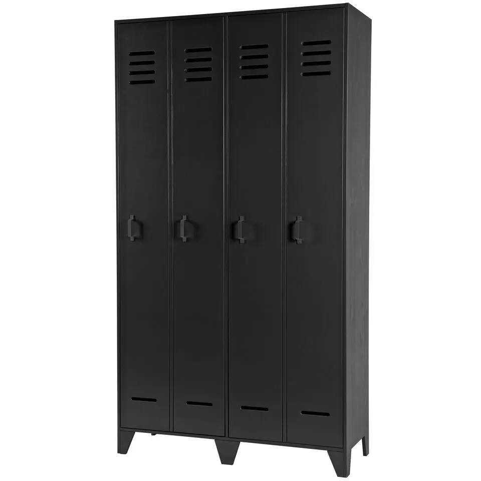WOOOD Stijn Kledingkast 2-Deurs - Grenen - Zwart - 103x187x40
