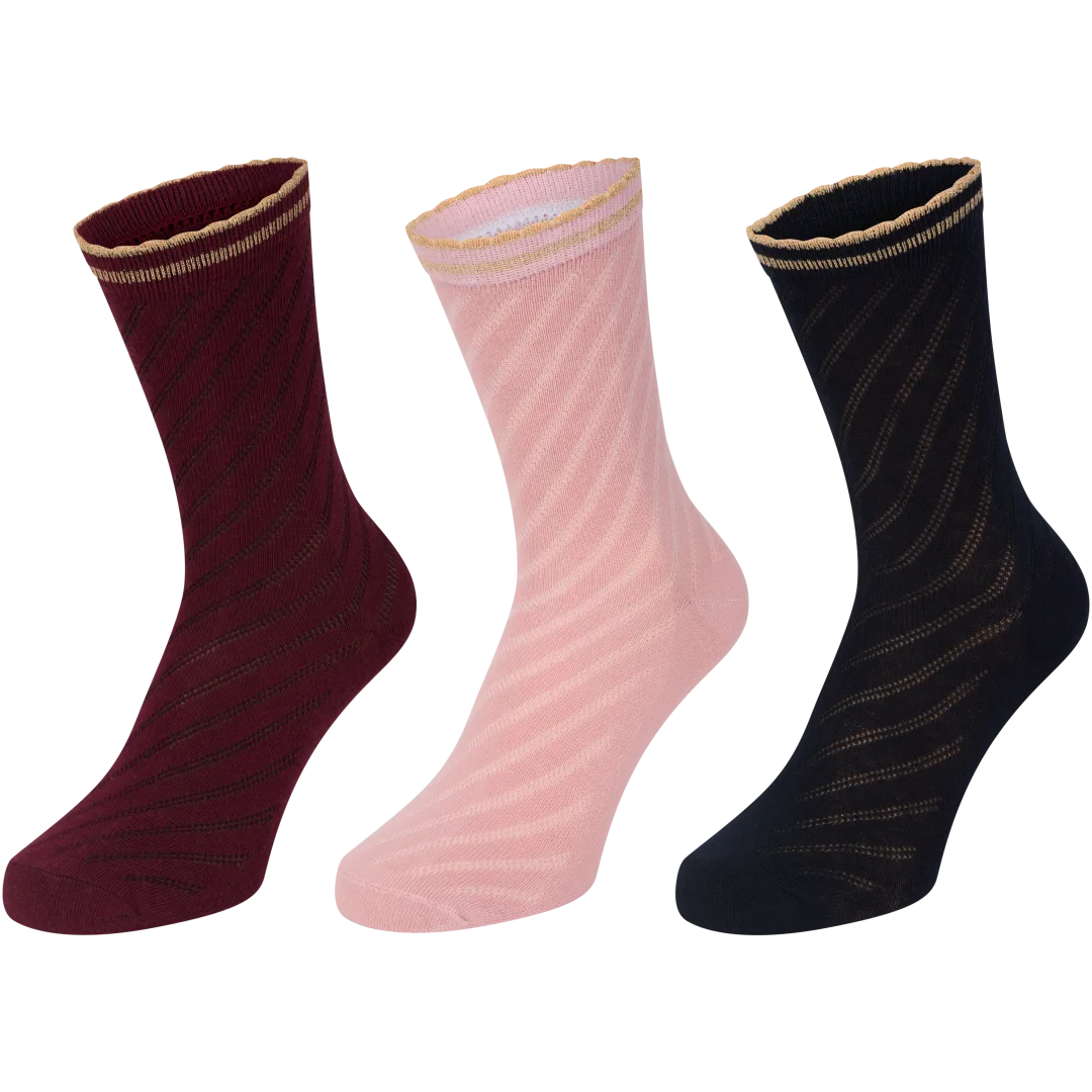 Glittersokken Maten 35 - 42 | 3 paar | diverse kleuren