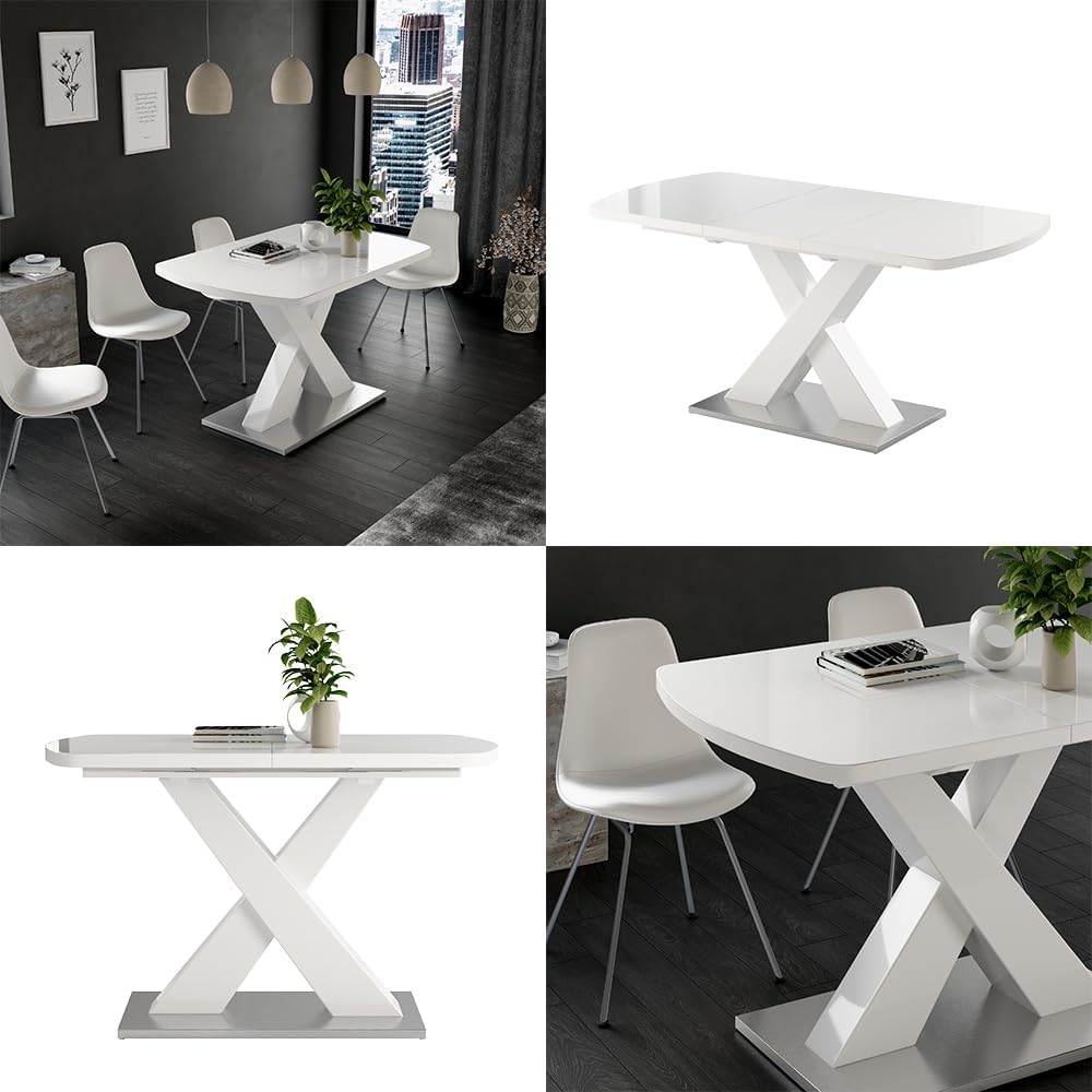 Vicco Esstisch Chinto, ausziehbarer Esszimmertisch, Weiß, 120 x 80 cm ausziehbar