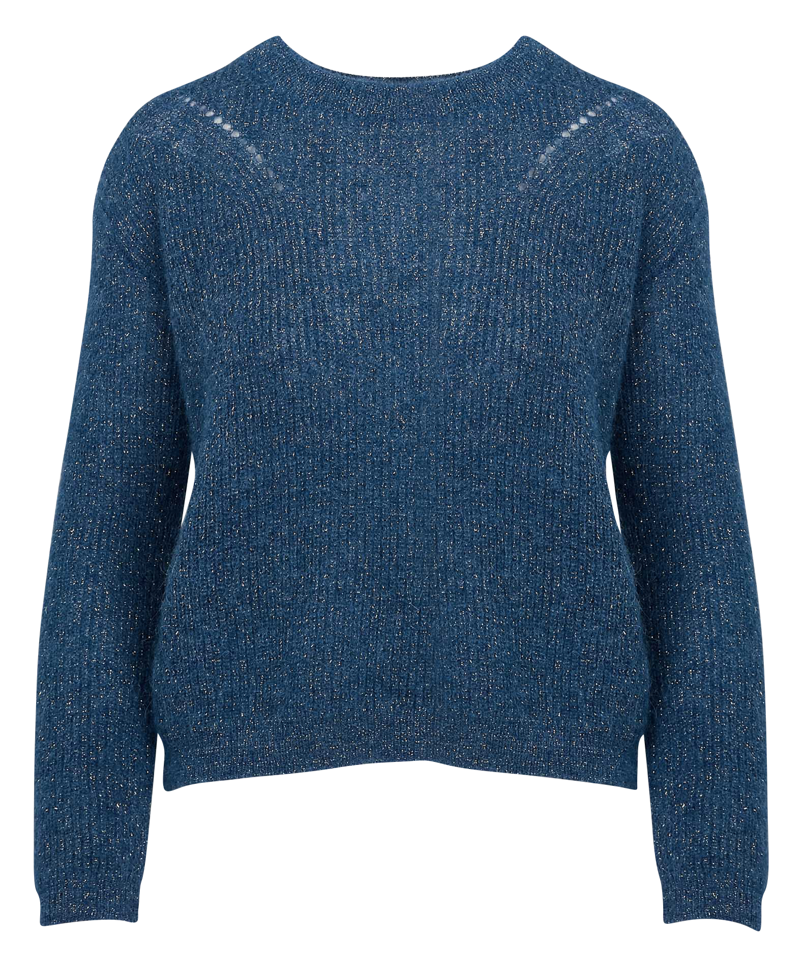 MONCOEUROX - Pull ample col rond en maille métallisée| Bleu