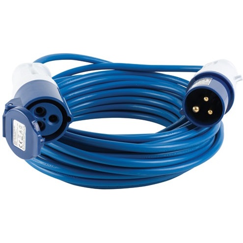 Rallonge électrique camping - L : 15 m - 3 x 1.5 mm² - prise mâle/femelle -