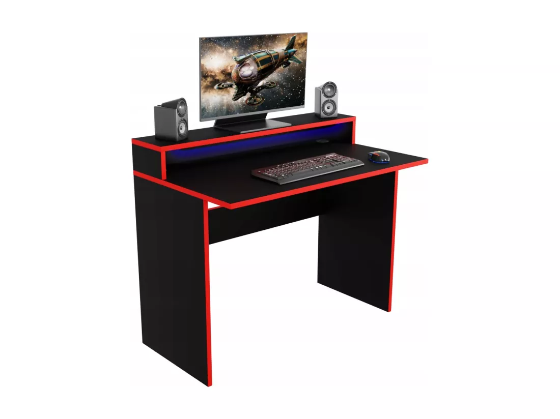 Desk de jeu d'ordinateur pour joueur avec LED noire
