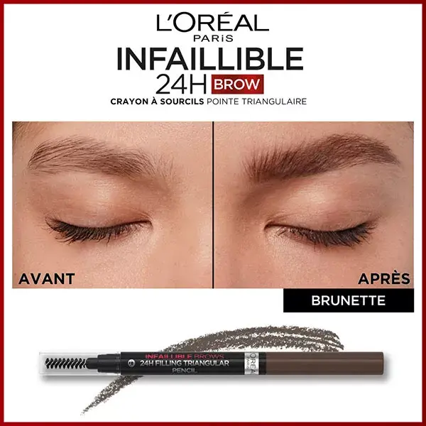 Lápis para Sobrancelhas L'Oréal Paris Infallible Brows 24h nº 3 Castanho Escuro 1ml