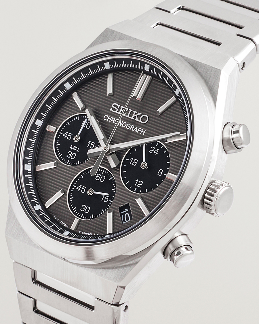 Seiko Quartz Chronograph Steel 40mm Grey Dial