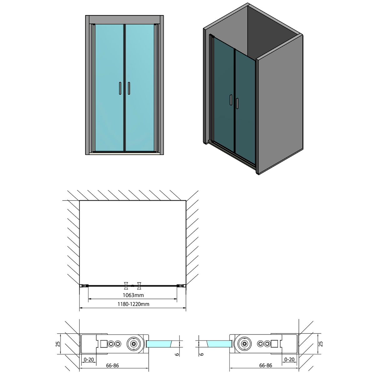 Polysan Zoom Line pendeldeur 120cm chroom