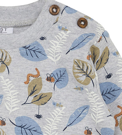 Hust and Claire Sweatshirt - Samy - Pearl Grey Melange m. Blätte