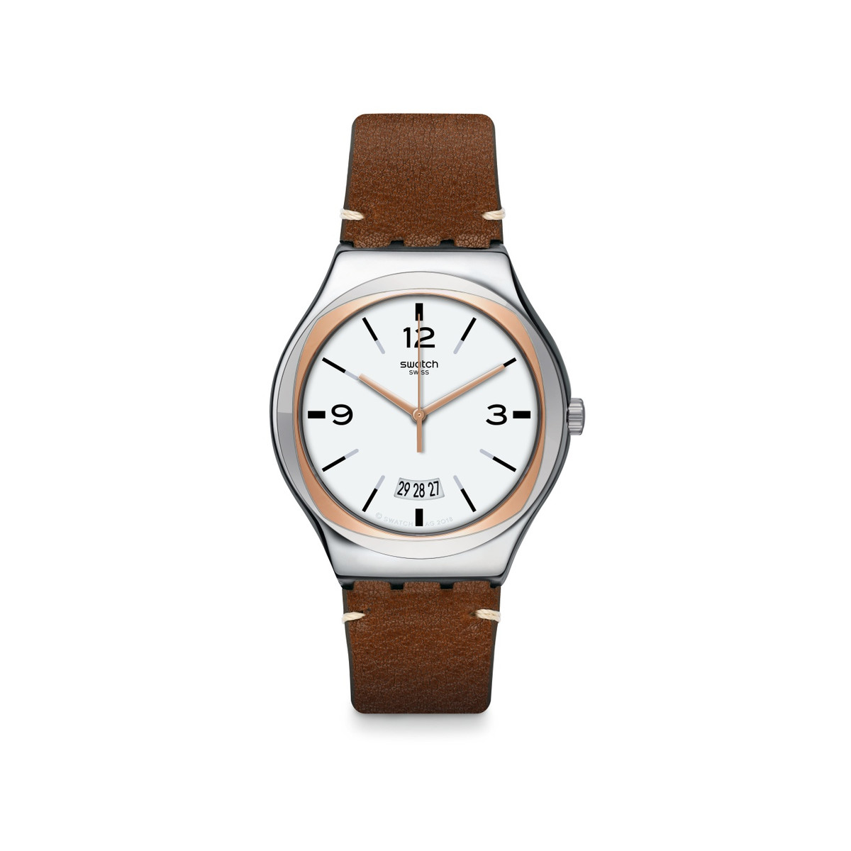 Montre Swatch Irony homme acier cuir