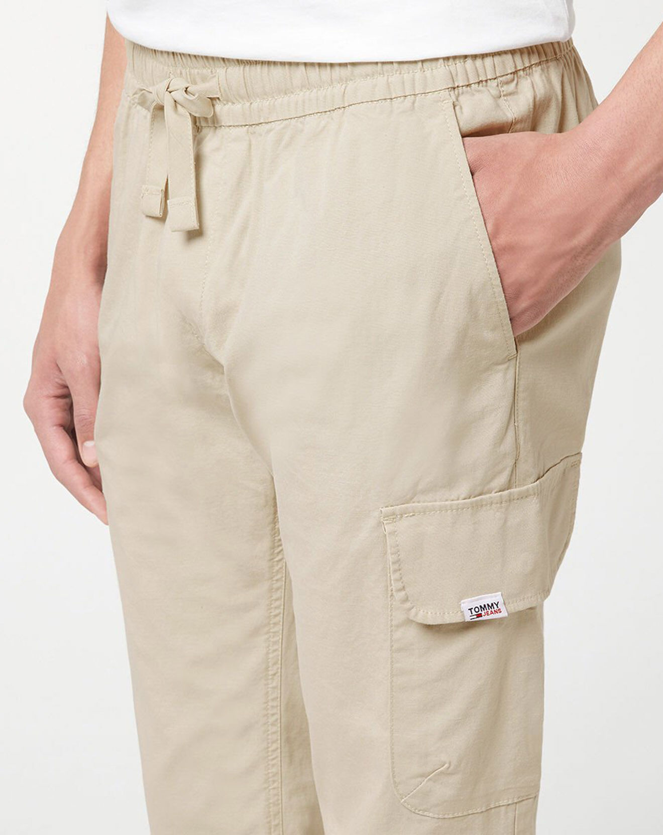 Tommy Jeans Pantalon cargo ajusté Scanton Track beige clair
