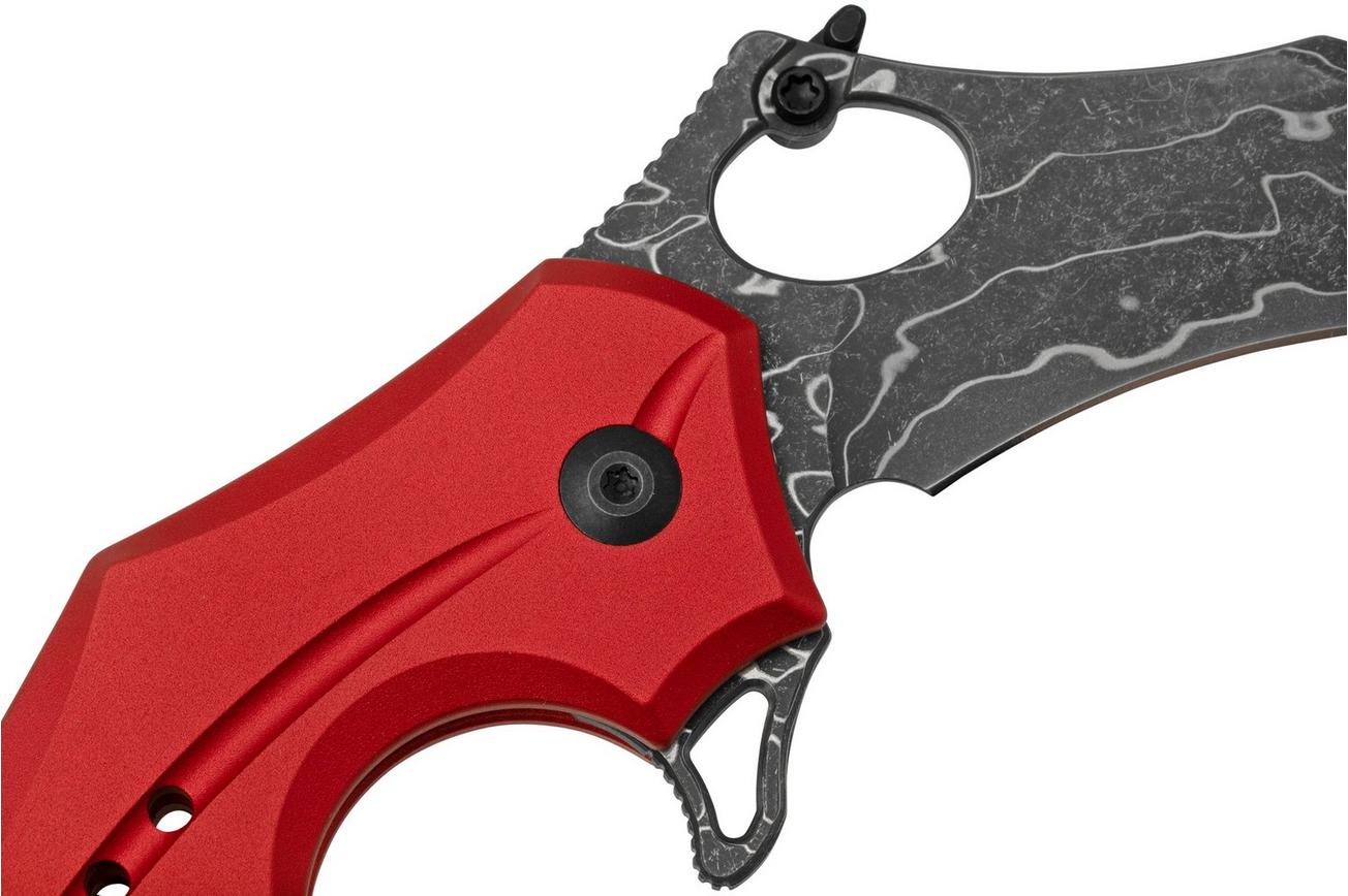 Civivi Incisor II  C16016B-DS1 Red Aluminium, Damascus Hawkbill karambit zakmes