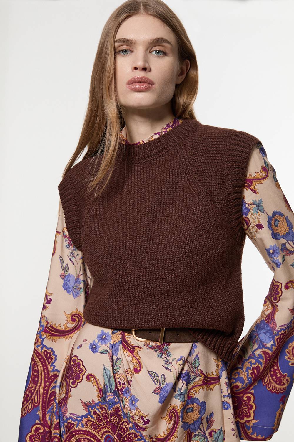 KarenMillen Robe mini tissée en lin visqueux premium avec imprimé paisley à bordure
