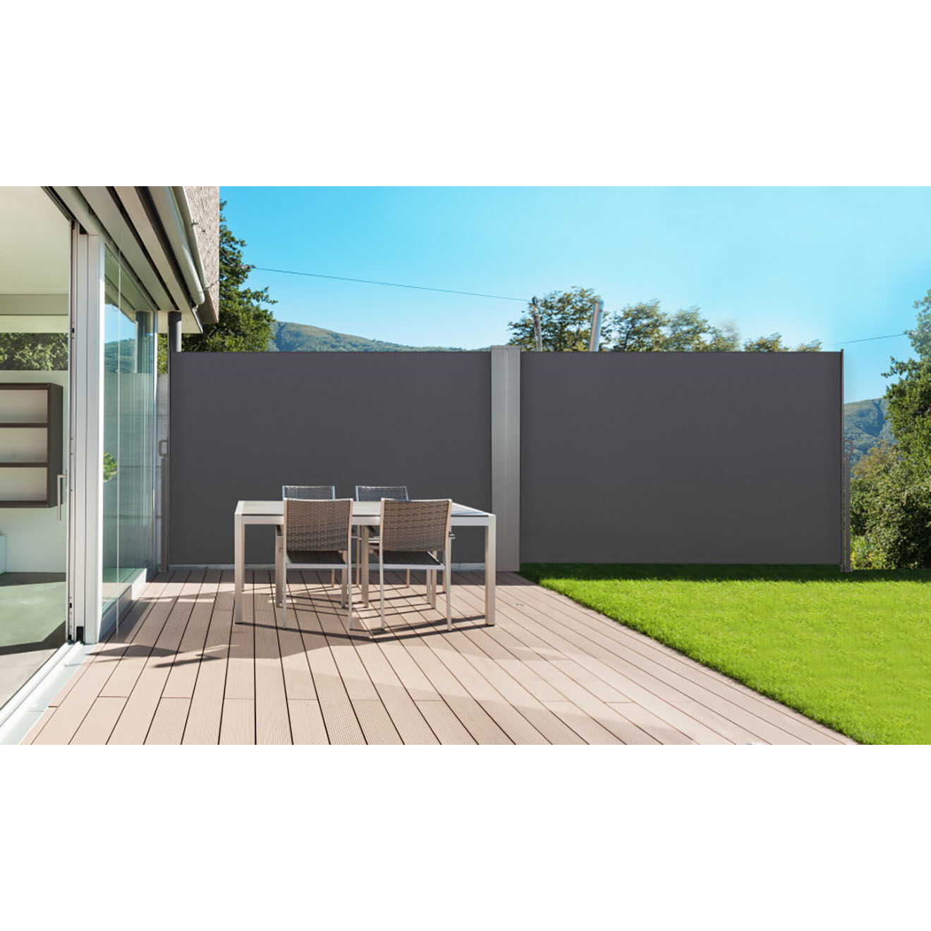 Pratik Garden Paravent rétractable double anthracite - 8x1.6 m