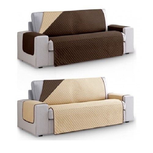 Capa de sofá Vipalia com estampa de losangos em tons de marrom e bege, ideal para animais de estimação.