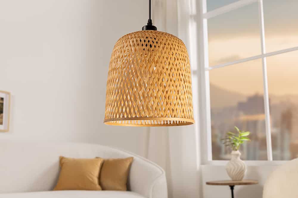 Handgefertigte Hängeleuchte ORGANIC LIVING 25cm natur Bambus Korb-Lampe Boho-Style