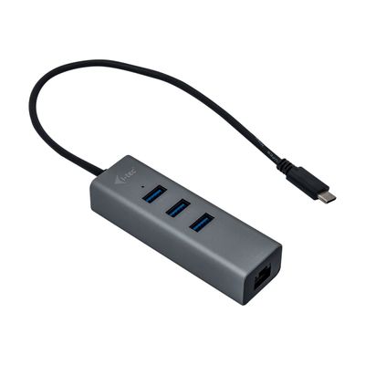 i-Tec USB-C Metal - Hub - 3 x SuperSpeed USB 3.0 + 1 x 10/100/1000