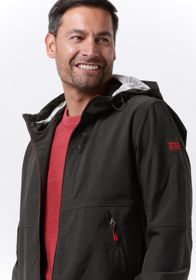 SCOTCH & SODA groene scotch & soda jack classic hooded short soft-shell nylon jacket
