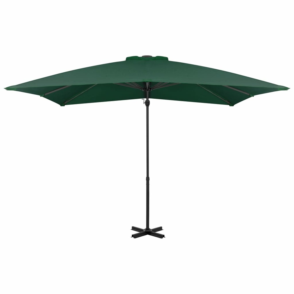 Parasol meuble de jardin en porte-à-faux et mât en aluminium 250 x 250 cm vert