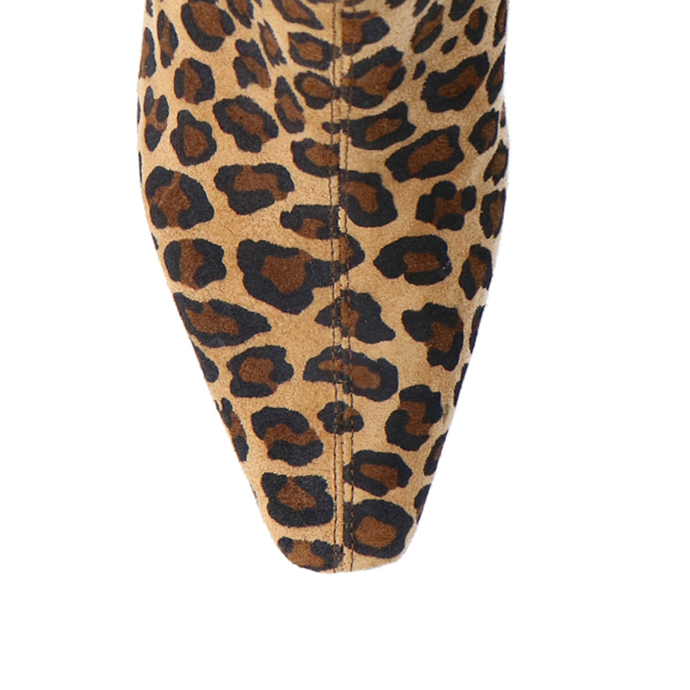 Suède leopard enkellaarsjes met hak