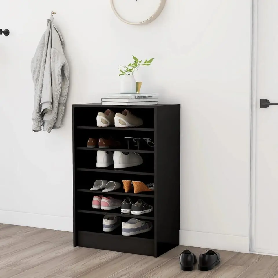 vidaXL - Schoenenkast - Zwart - Bewerkt hout