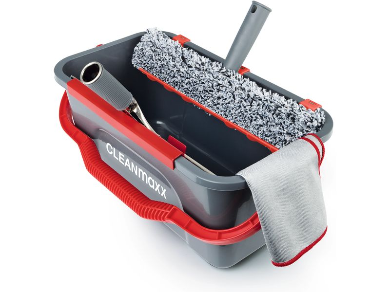 CLEANmaxx Fensterwischer 7-teilig, Grau/Rot Fensterreiniger