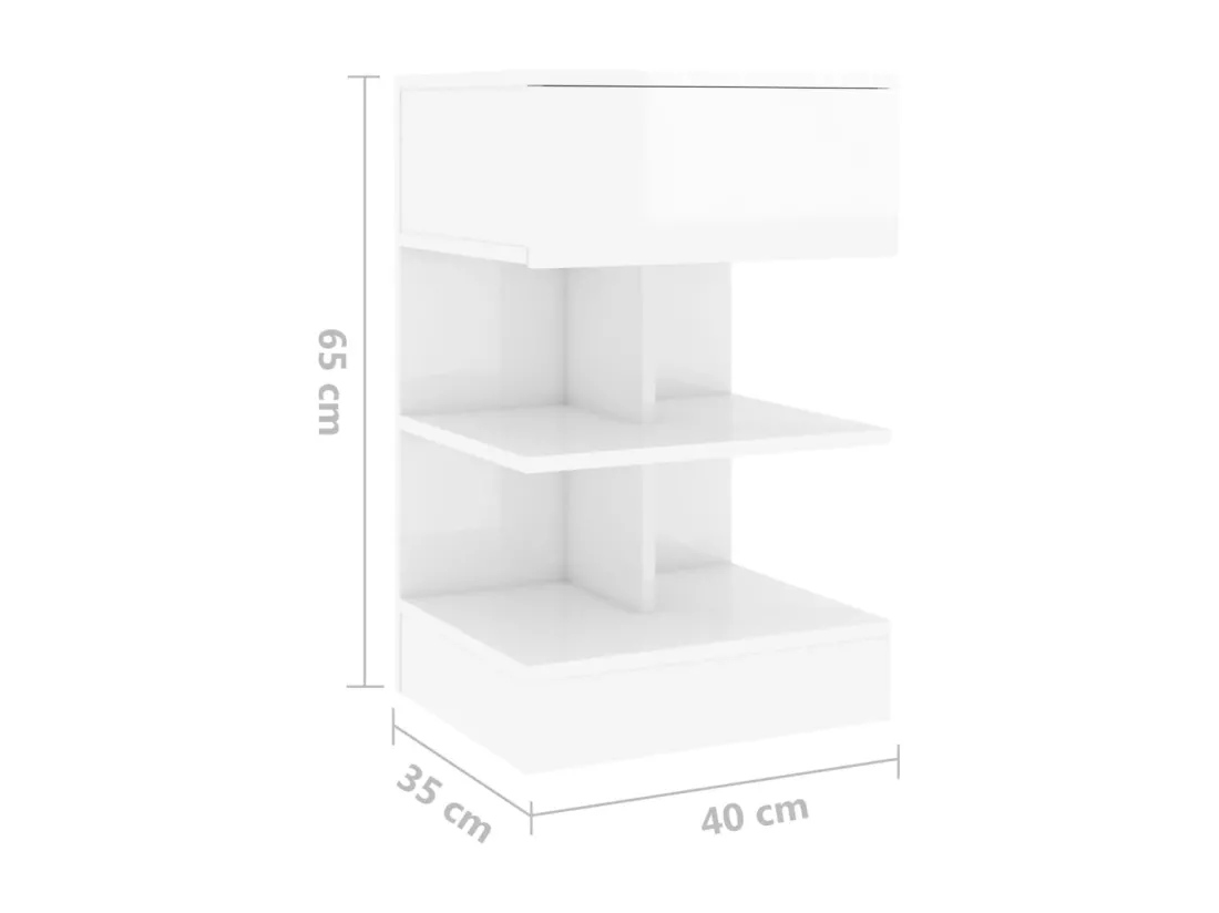 Tables de chevet 2 pcs Blanc brillant 40x35x65 cm