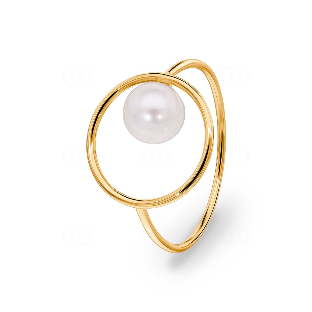 Damenring 750/18 K Gelbgold mit Süsswasserzuchtperle Ø 6mm