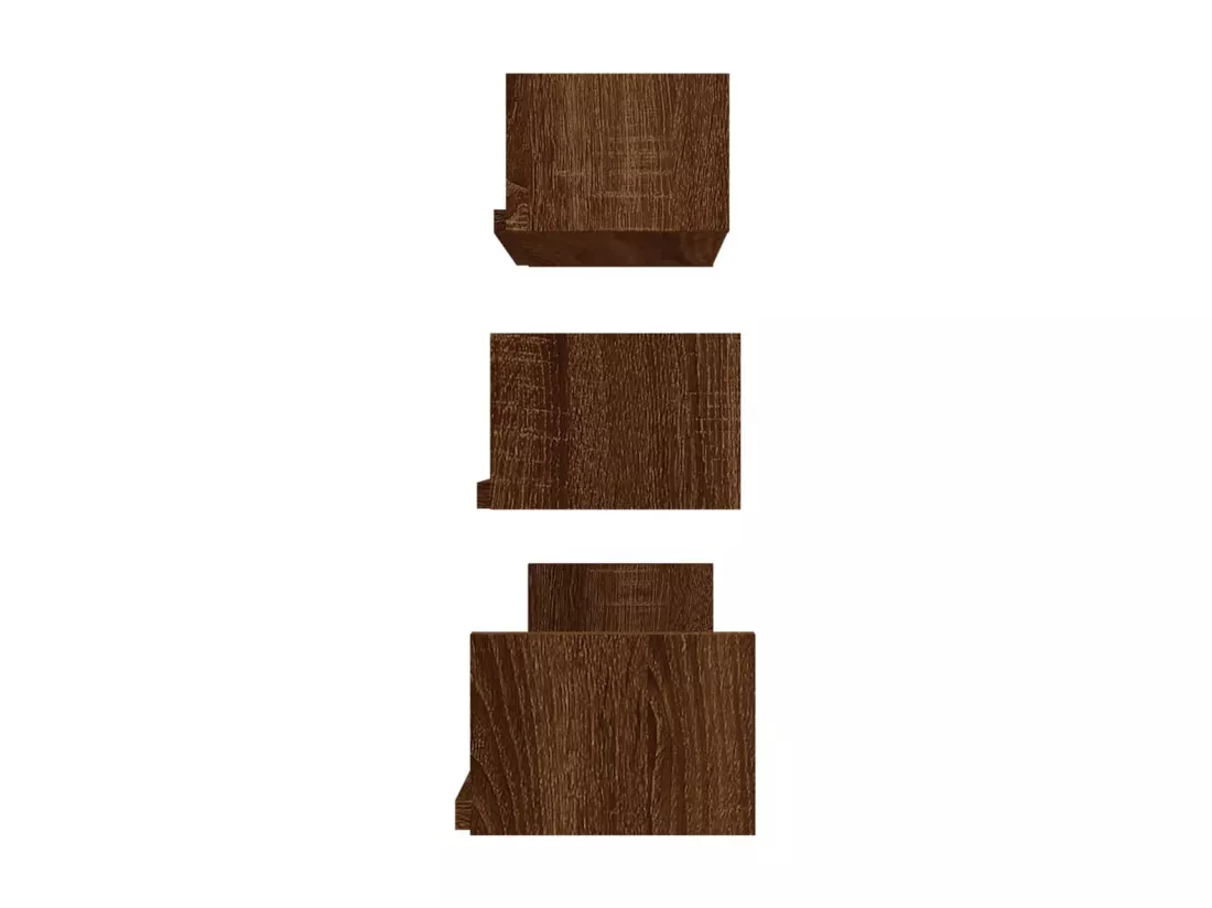 Étagères murales d'affichage 3 pcs Chêne marron Bois ingénierie