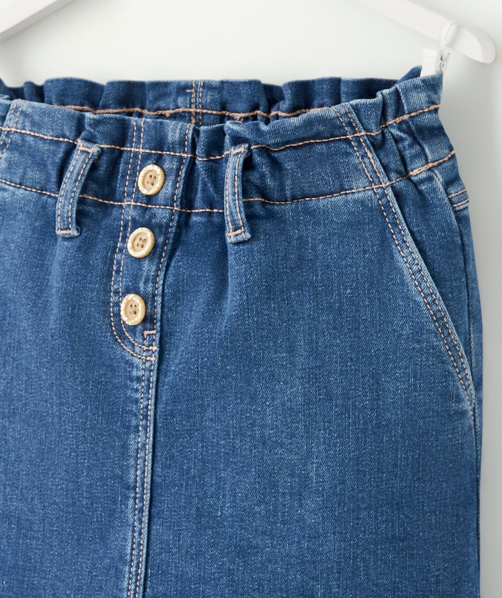JUPE FILLE EN JEAN LOW IMPACT AVEC BOUTONS PAILLETÉS
