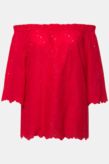 Carmenbluse, schulterfrei, A-Linie, Spitze, Halbarm