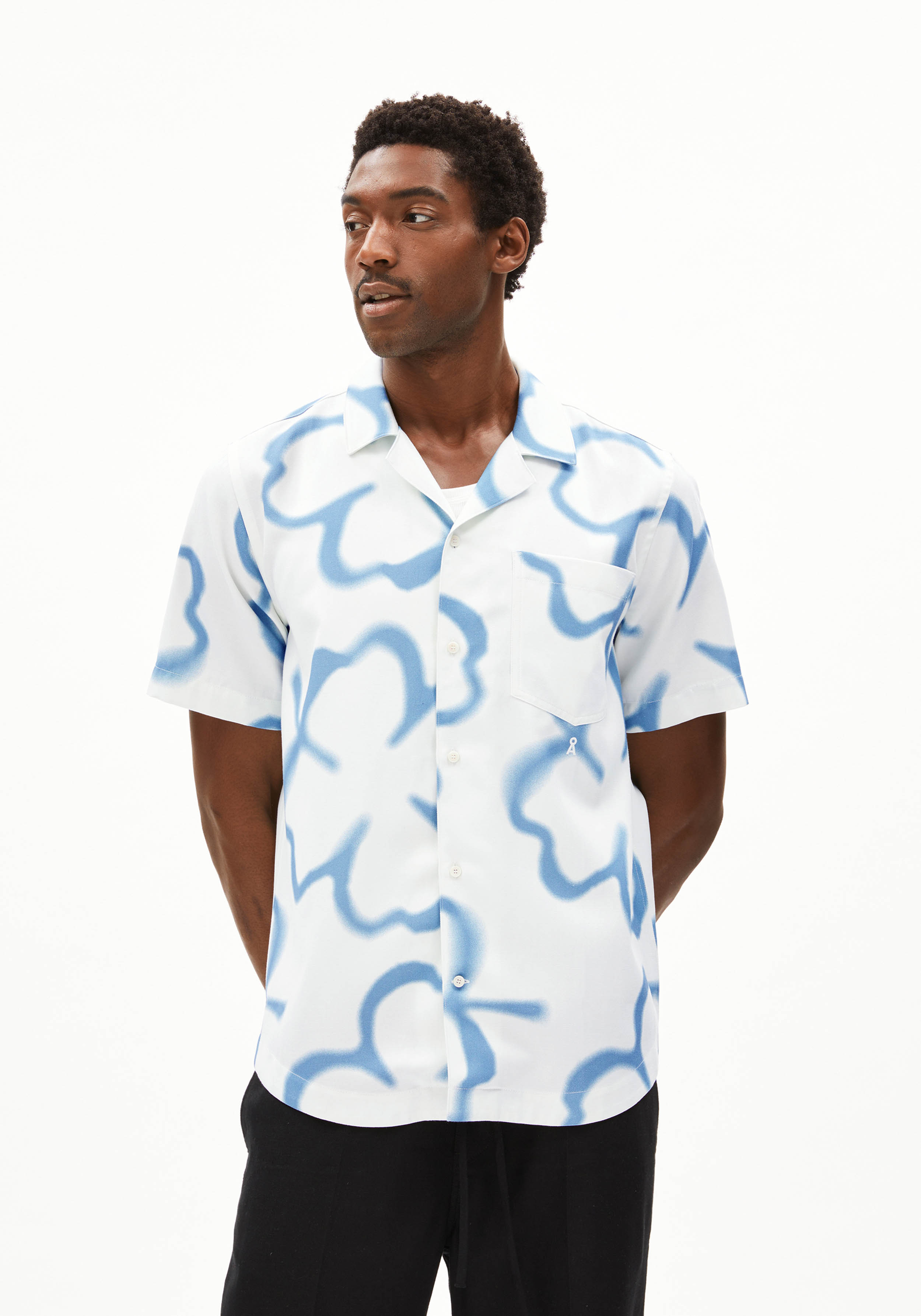Armedangels Hemd Lovaar Clover Undyed-Pigment Blue