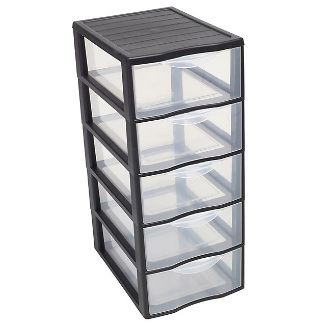 Tour de rangement de 5 tiroirs Orgamix H. 61 cm noir