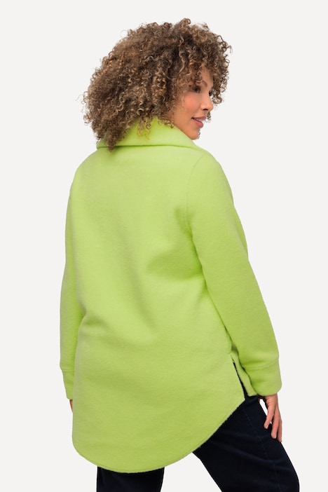 Fleeceshirt, A-Linie, Stehkragen, Zipper, Langarm