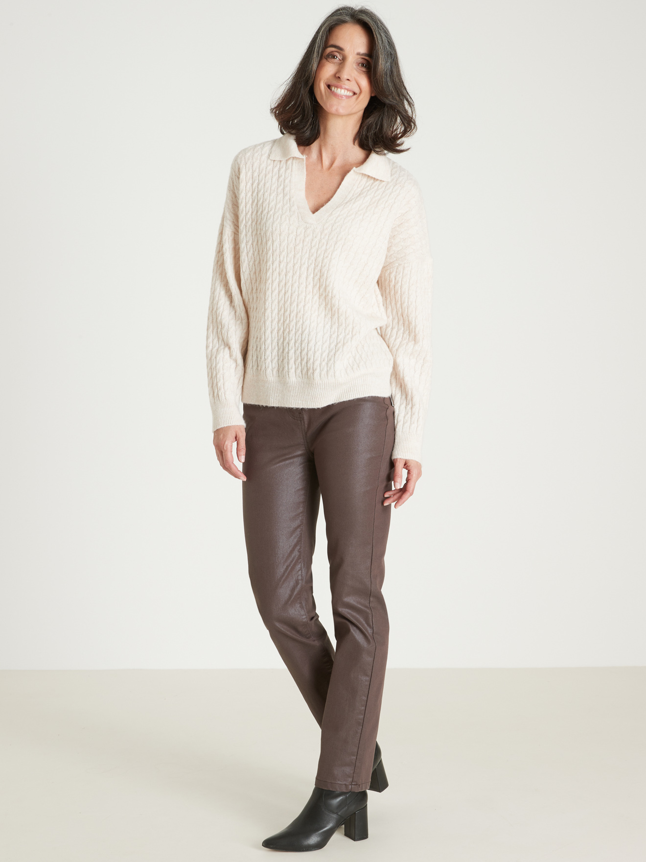 Pull torsadé col polo
