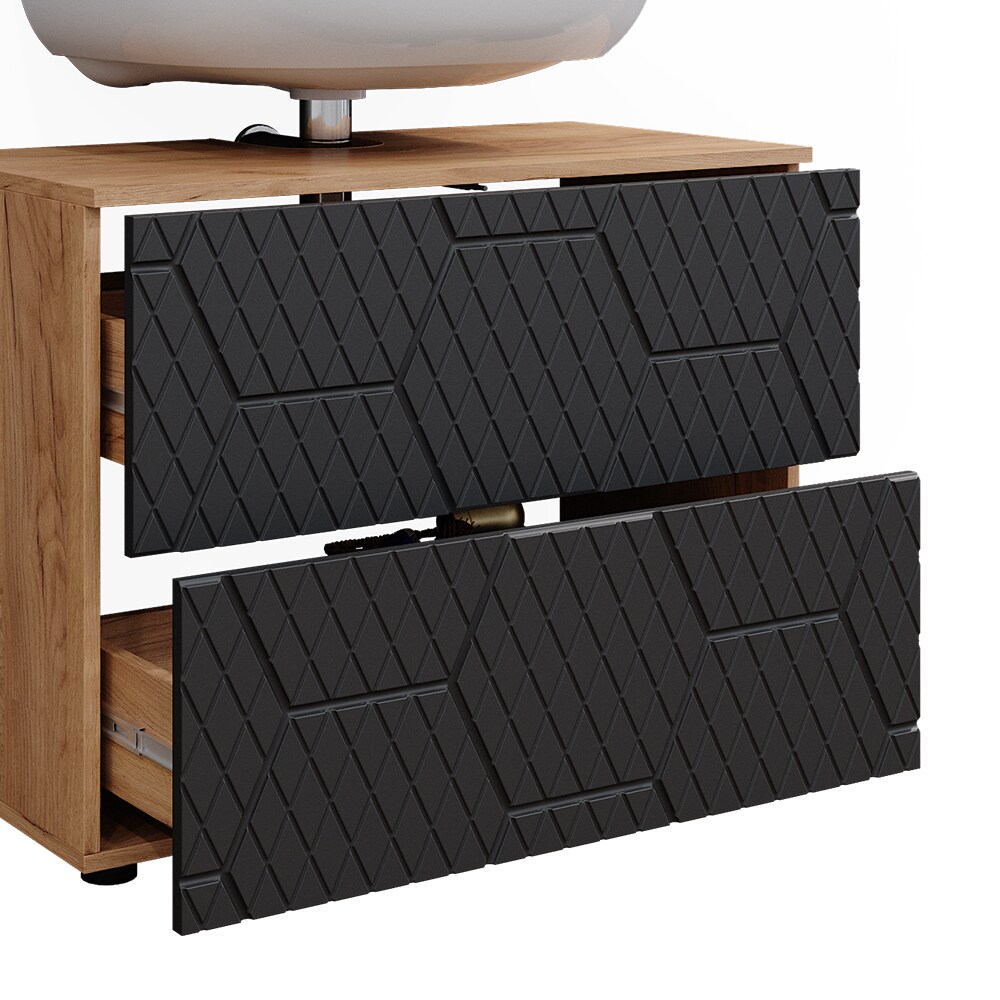 Vicco Badmöbel-Set Irma Eiche Anthrazit 2-teilig Spiegelschrank Waschbeckenschrank 80 cm
