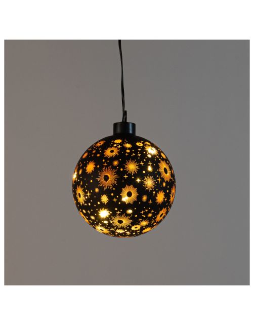 Anna's Collection Glasbal Kosmos - Kerstverlichting - 10 cm Zwart Goud