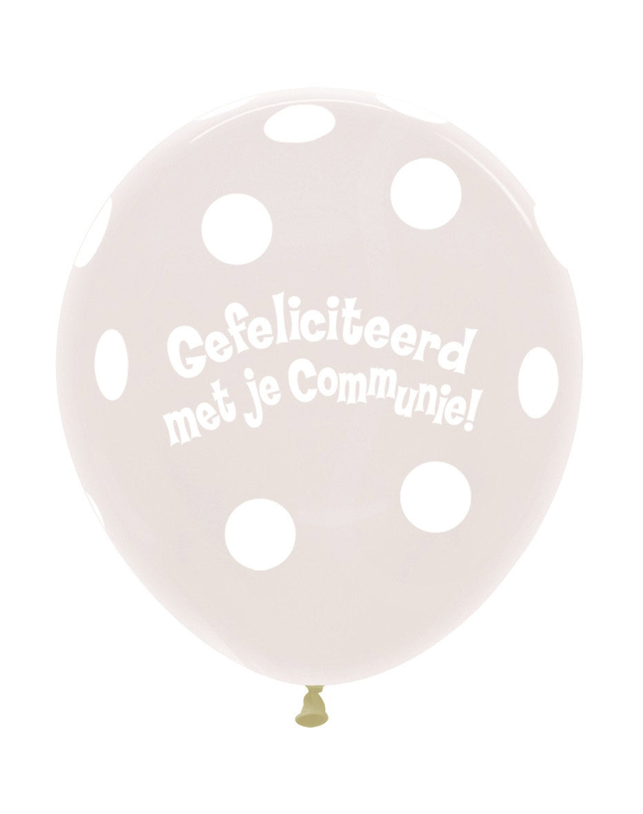 Ballonnen Communie Polka Dots Clear 45cm 25st