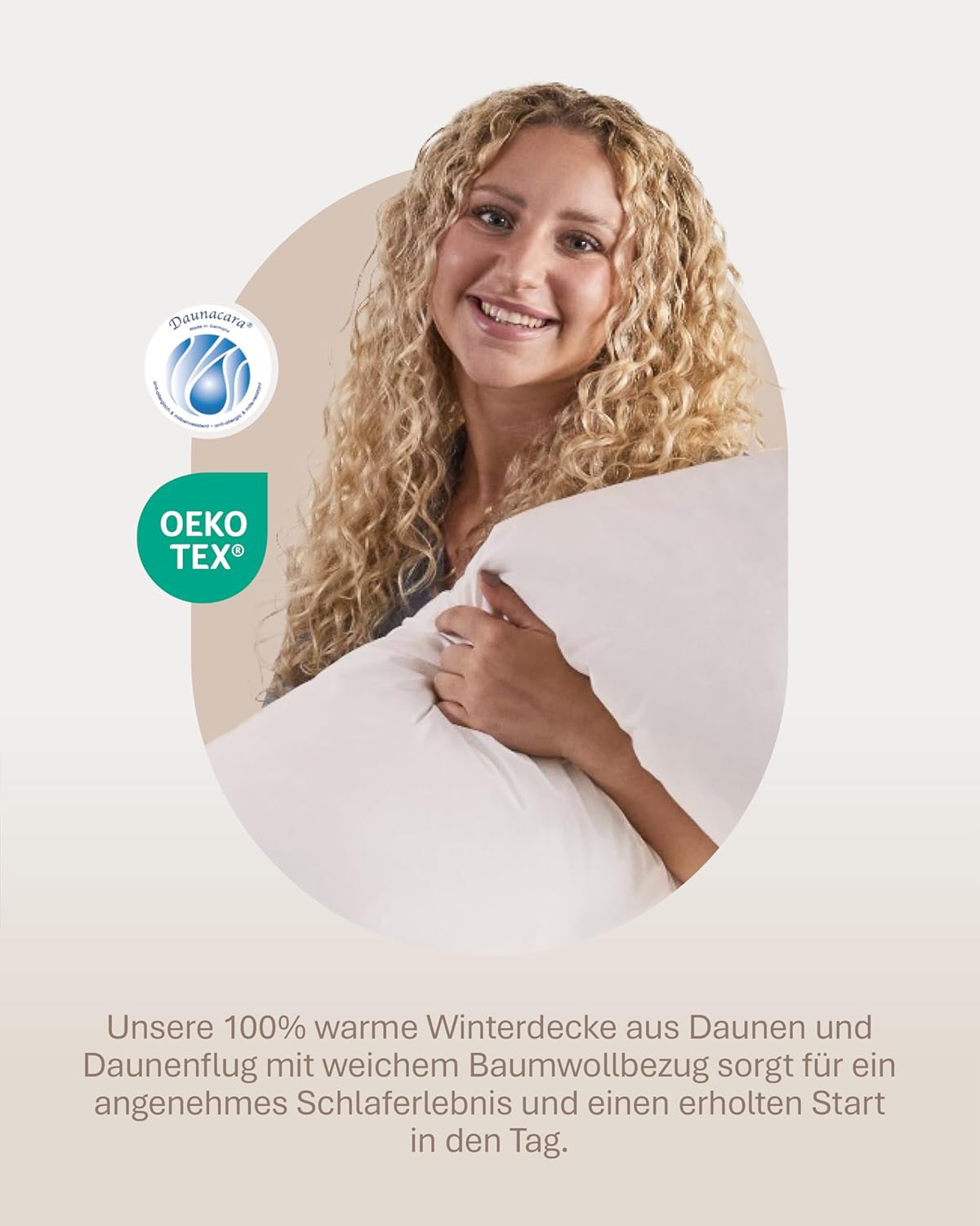 Winter Bettdecke 135x200 cm mit 100% extraweicher Daunenfüllung 1080g - Daunendecke mit Baumwoll-Bezug, Atmungsaktiv & waschbar bis zu 60°C, Ökotex-Zertifiziert