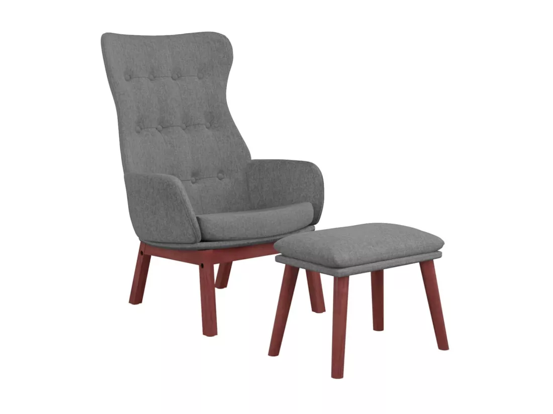 Chaise de relaxation avec repose-pied Gris clair Tissu